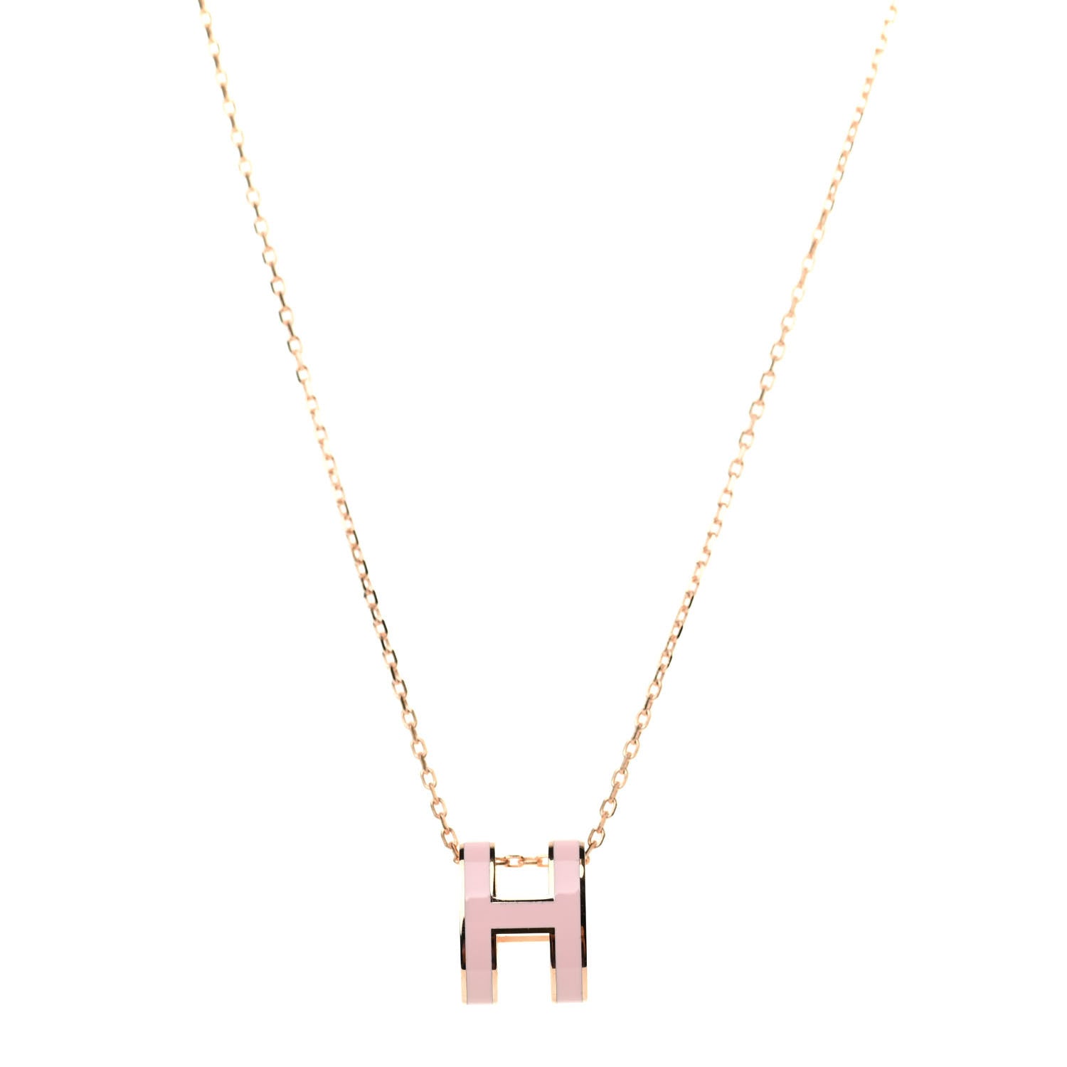 Hermes Lacquered Rose Gold Pop H Pendant Necklace Rose Dragee 1 of 5