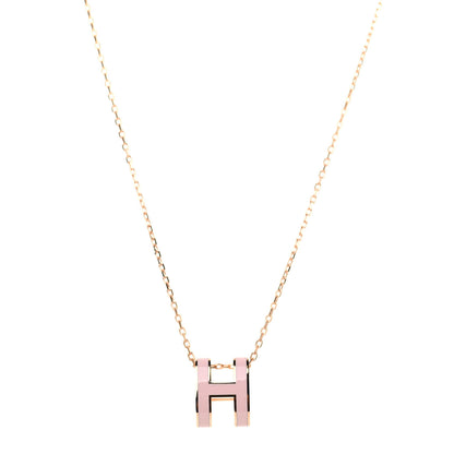 Hermes Lacquered Rose Gold Pop H Pendant Necklace Rose Dragee 1 of 5