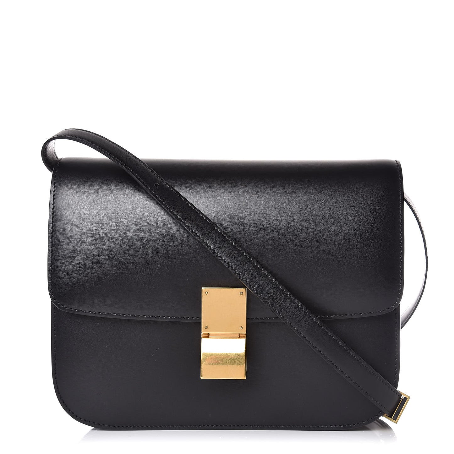 Box Calfskin Medium Classic Box Flap Bag Black