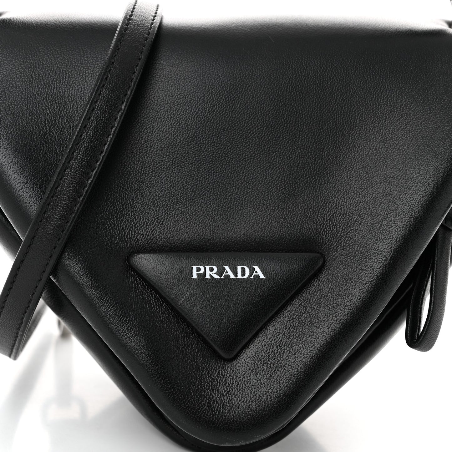 Nappa Padded Signaux Triangle Crossbody Black