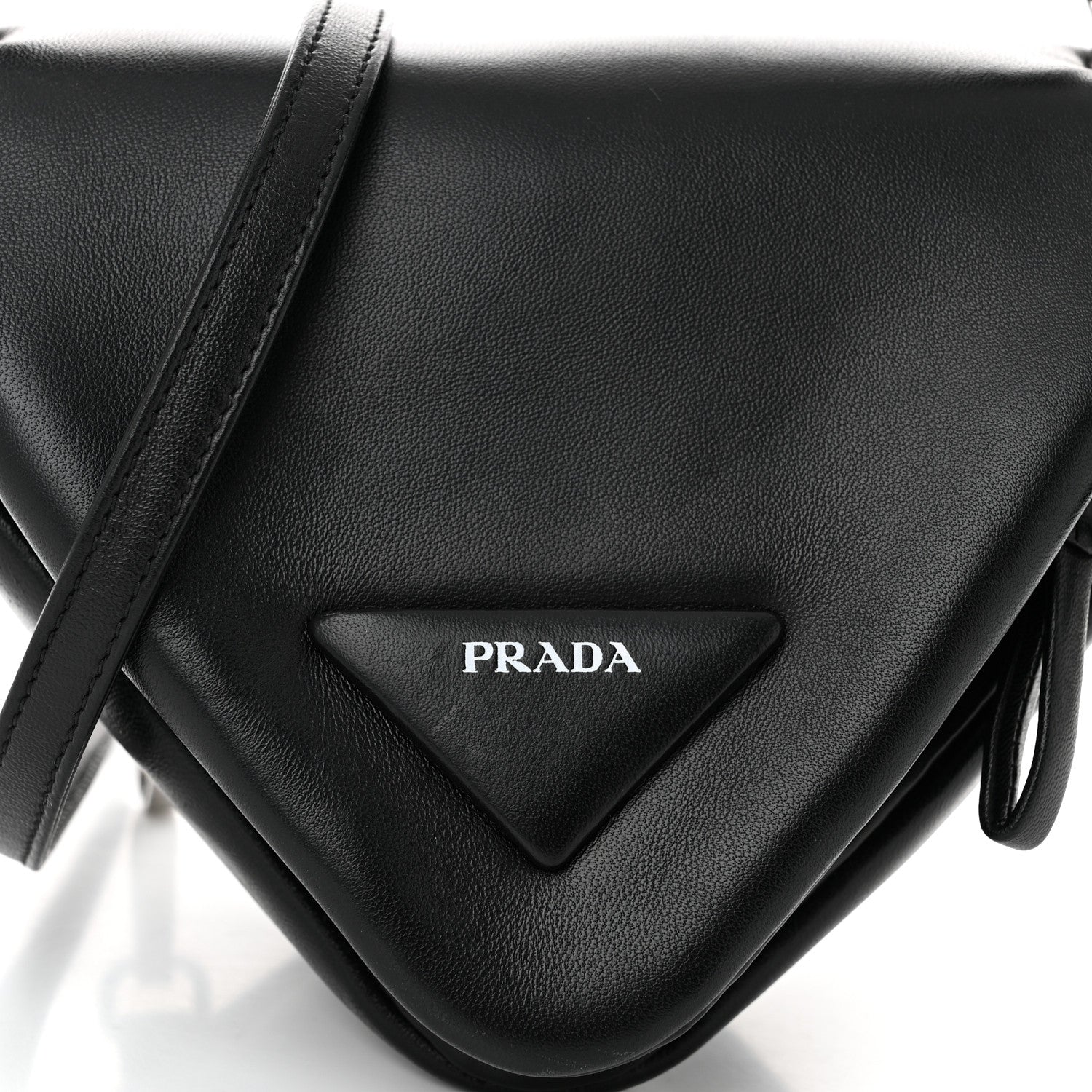 Prada Nappa Padded Signaux Triangle Crossbody Black 8 of 10