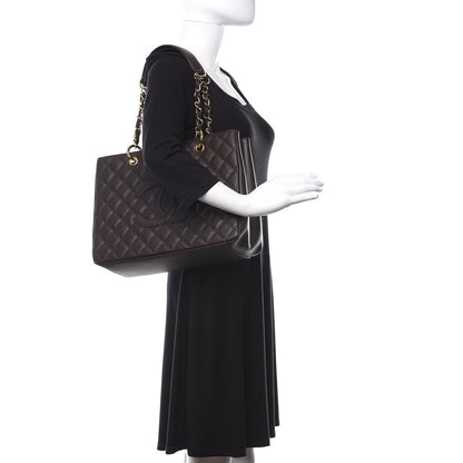 Chanel Caviar Quilted Grand Shopping Tote GST Dark Brown 2 of 9