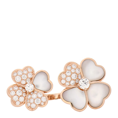 Van Cleef & Arpels 18K Rose Gold Diamond Mother of Pearl Cosmos Between The Finger Ring 52 6 1 of 6