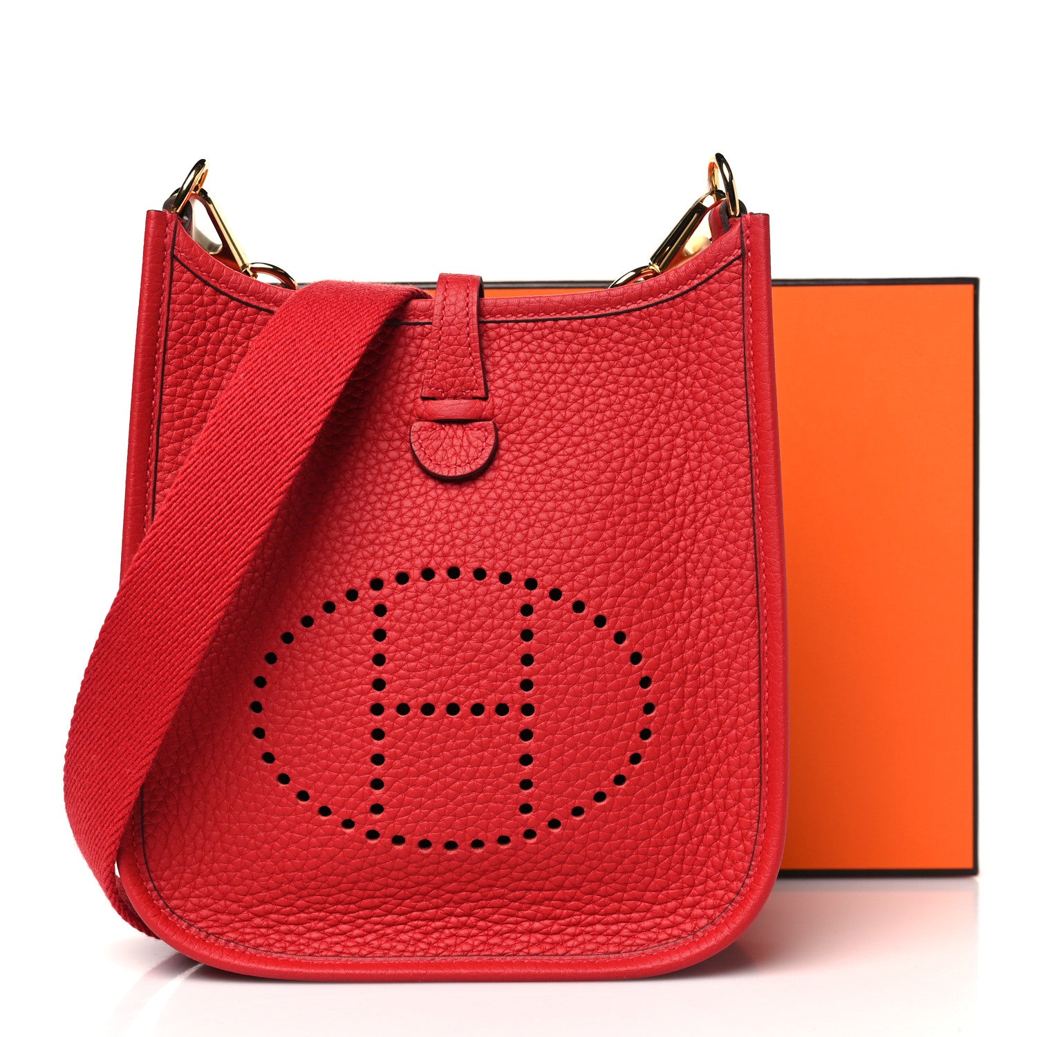 Hermes Taurillon Clemence Amazone Evelyne TPM Vermillion Rouge Vif 10 of 10