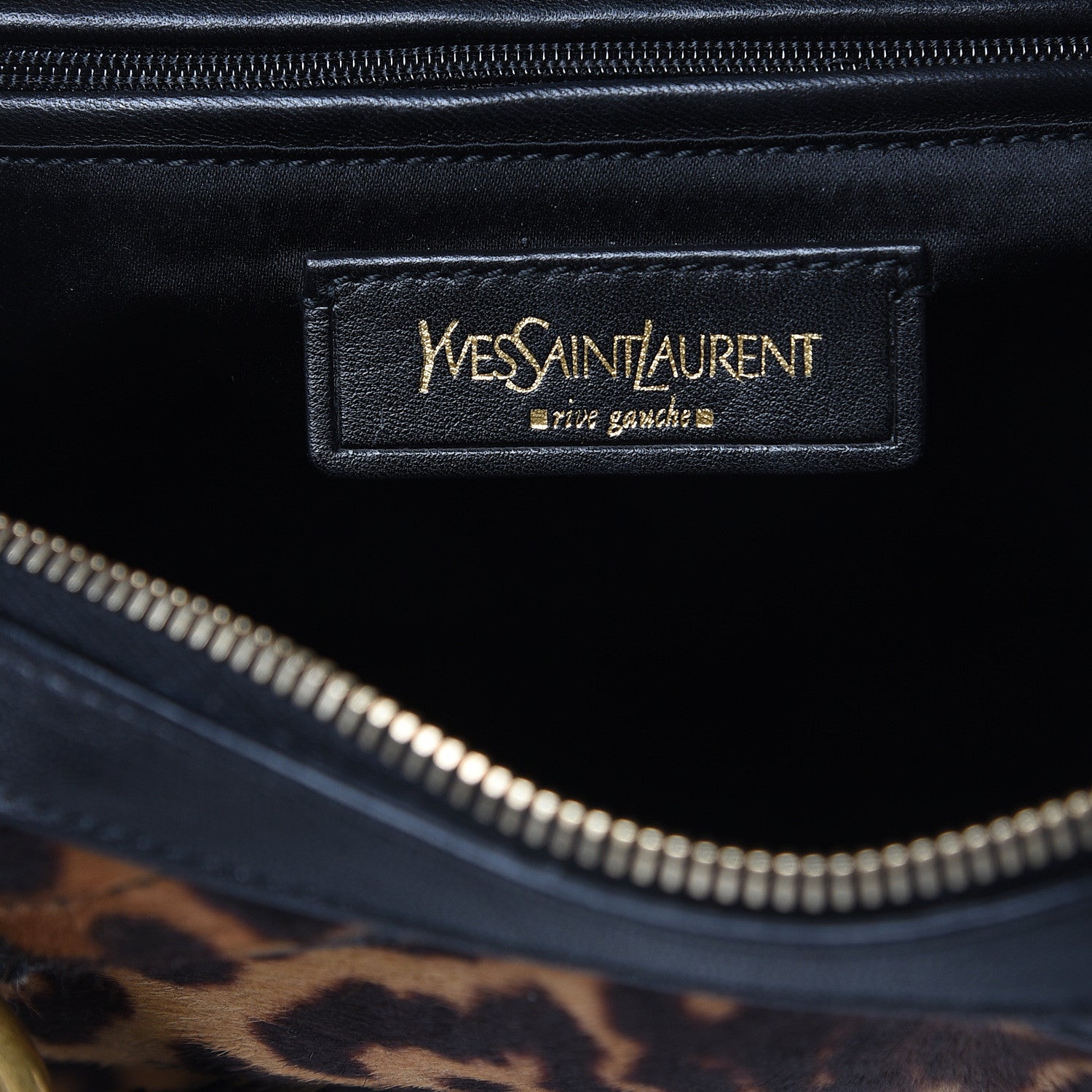 Saint Laurent Calf Hair Leopard Print Large Fauve Black 6 of 12