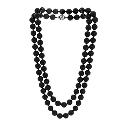 Tiffany Sterling Silver Black Onyx 10mm Bead Necklace 3 of 4