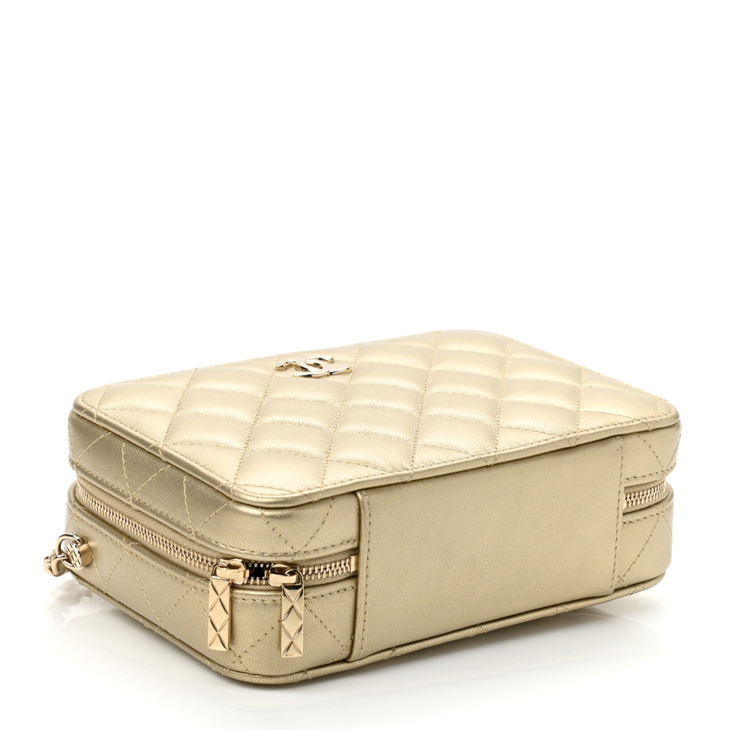 Chanel Metallic Lambskin Quilted Top Handle Vanity Case Gold 5 of 11
