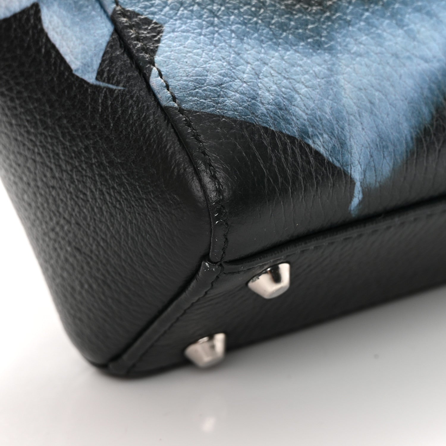 Christian Dior Deerskin Floral Printed Mini Lady Dior Black Blue 13 of 15