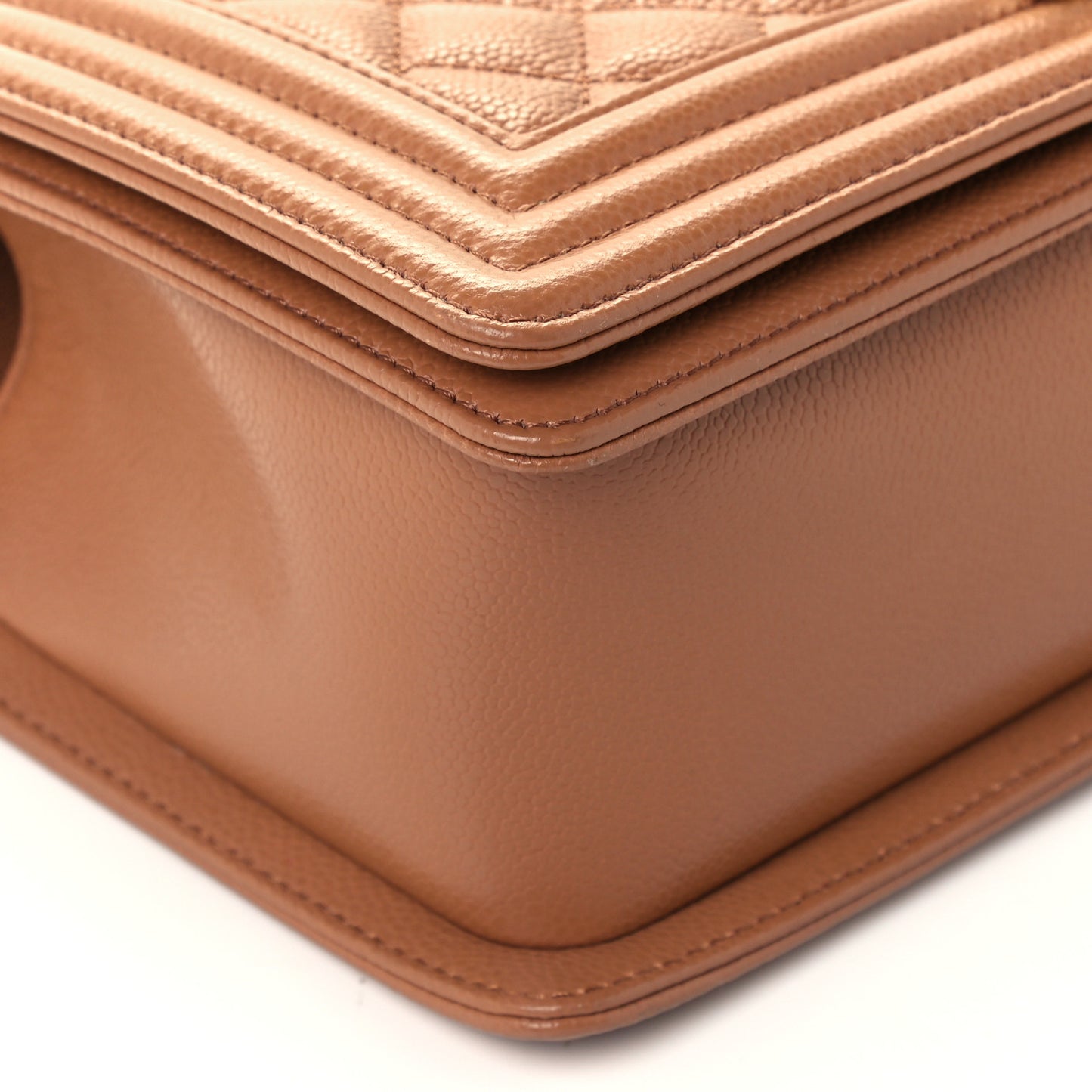 Caviar Quilted Medium Boy Flap Brown