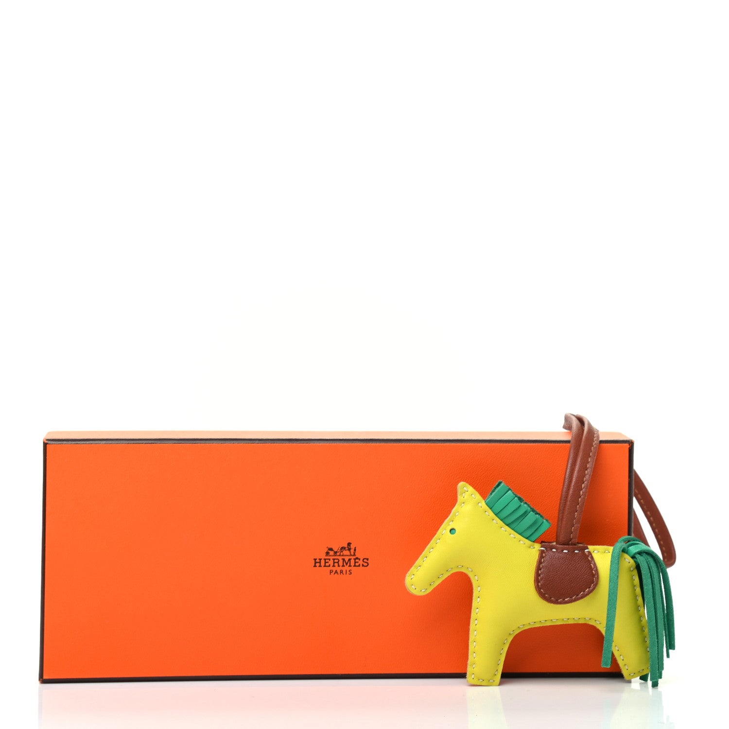 Hermes Milo Lambskin Grigri Rodeo Horse Bag Charm PM Lime Cactus Gold 4 of 4
