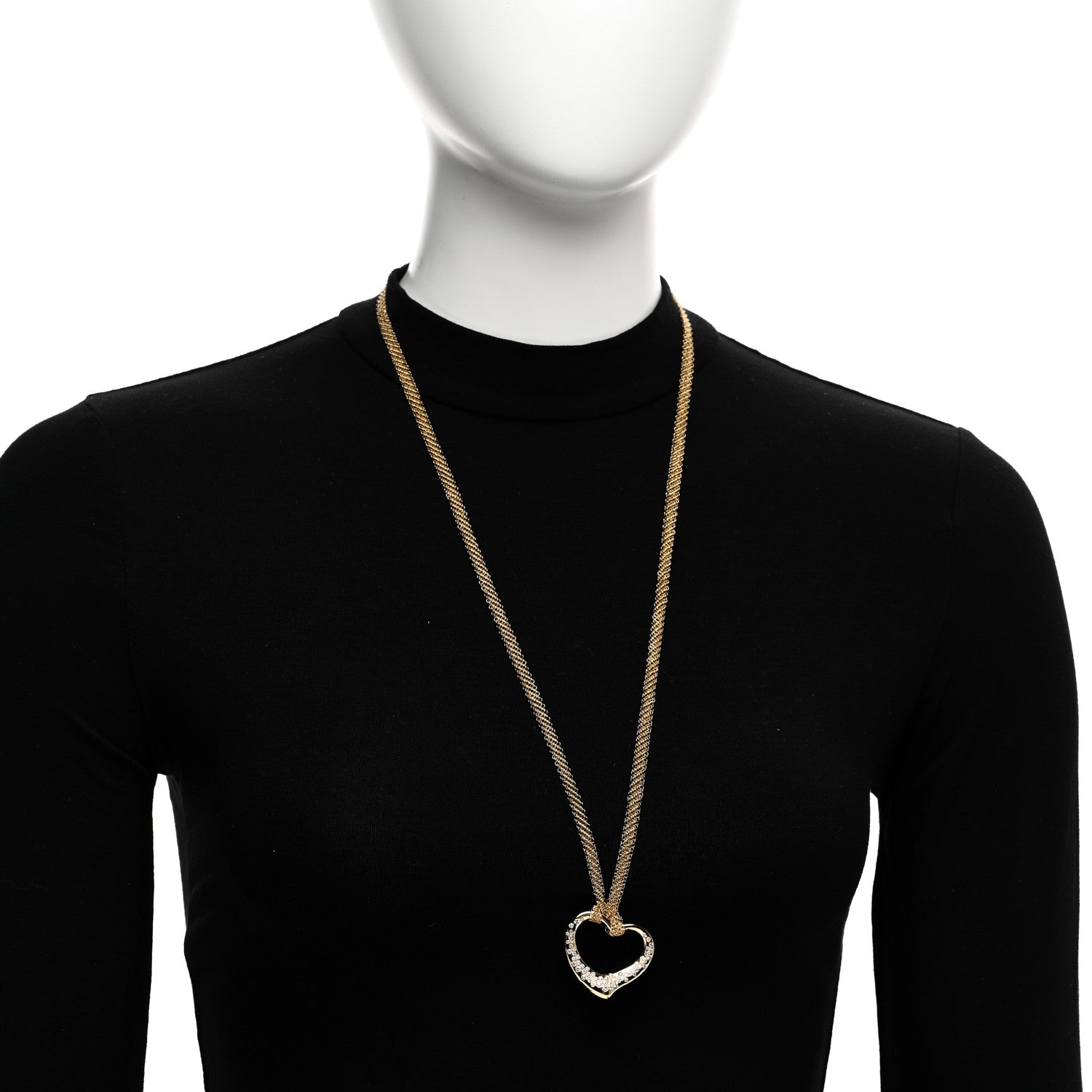 Tiffany 18K Yellow Gold Diamond Elsa Peretti Open Heart Mesh Necklace 2 of 4