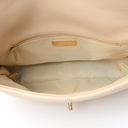Chanel Goatskin Quilted Large 19 Flap Beige 4 of 10