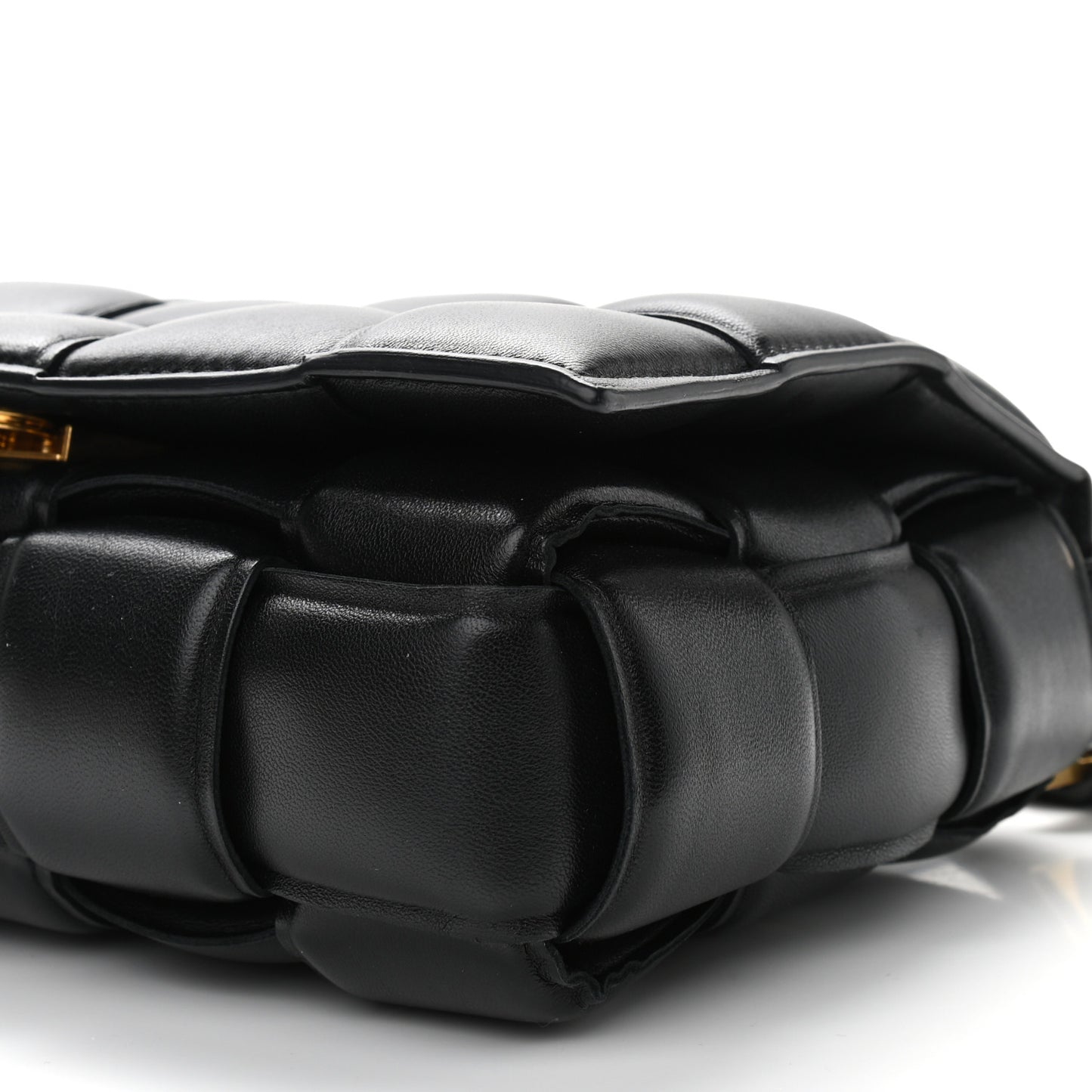 Nappa Maxi Intreccio Padded Cassette Crossbody Bag Black