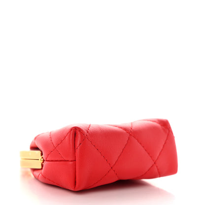 Chanel Lambskin Quilted Mini Kiss Lock Clutch With Chain Red 4 of 10