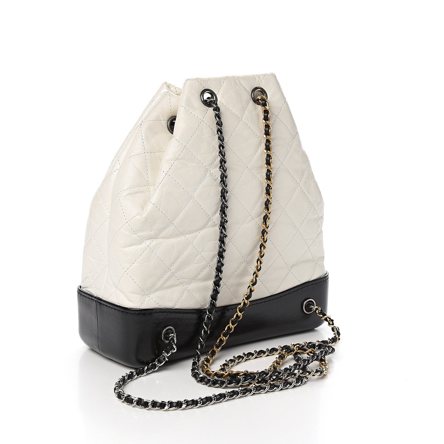 Aged Calfskin Quilted Small Gabrielle Backpack Black White