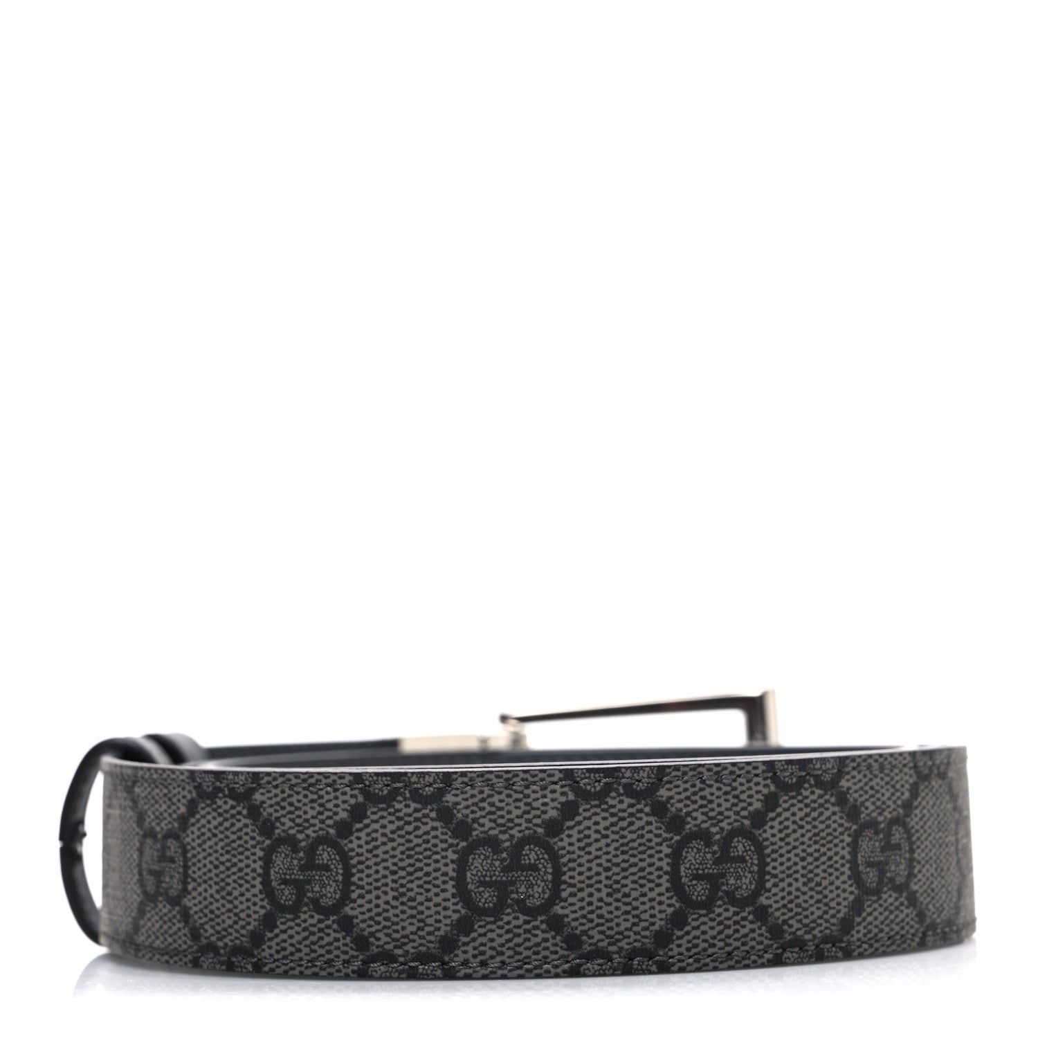 Gucci Selleria Calfskin GG Supreme Monogram Reversible Belt 90 36 Graphite Grey Black 2 of 5