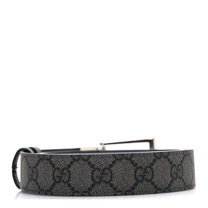 Gucci Selleria Calfskin GG Supreme Monogram Reversible Belt 90 36 Graphite Grey Black 2 of 5