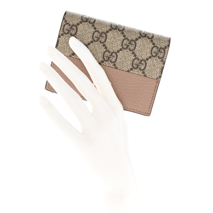 Gucci Dollar Calfskin GG Supreme Monogram GG Marmont Card Case Porcelain Rose Beige Ebony 2 of 7