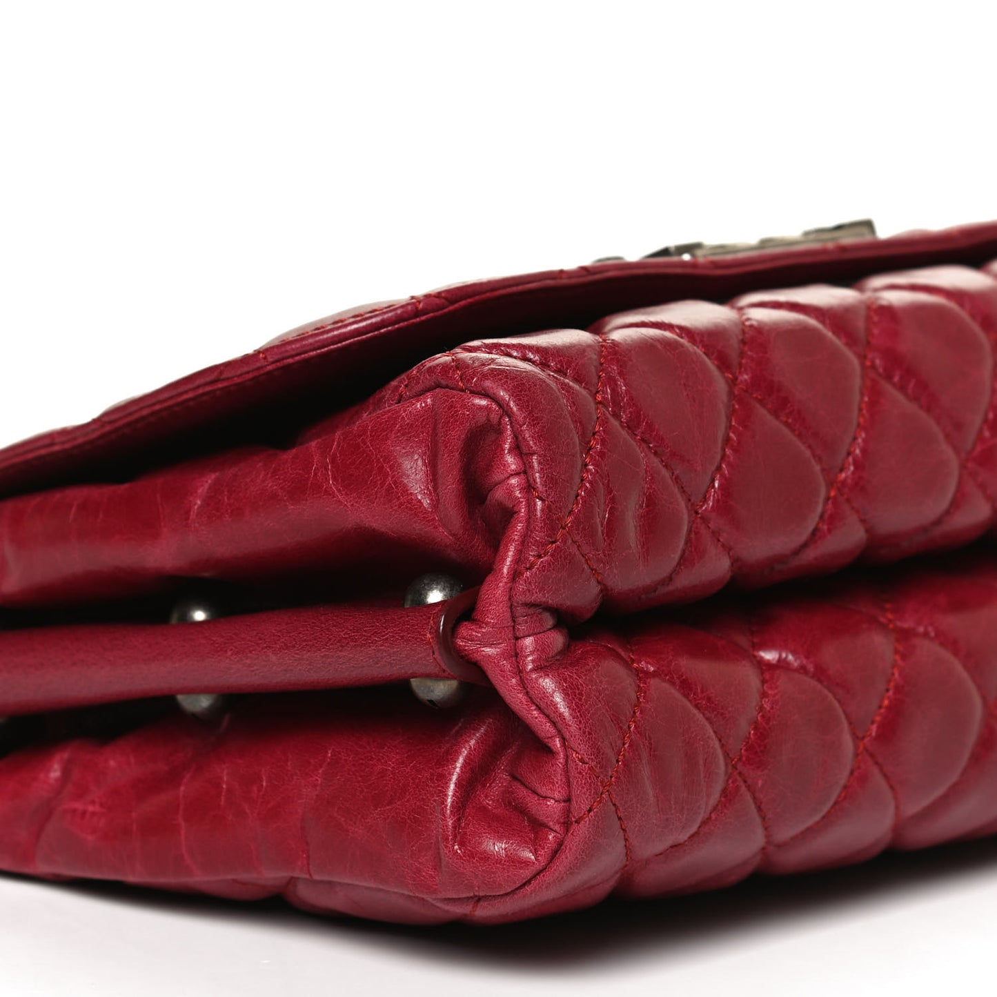 Glazed Calfskin Quilted Soft Boy Flap Red