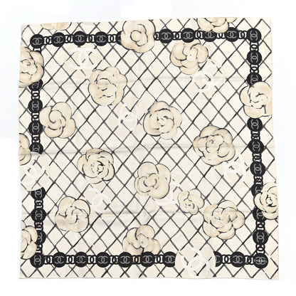 Chanel Silk Camellia CC Square Scarf Ivory 1 of 4