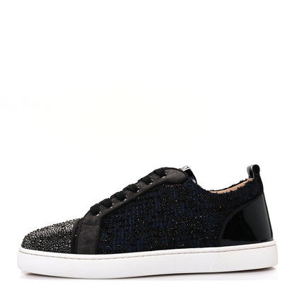 Christian Louboutin Calfskin Veau Velours Strass Mens Louis Junior Flat Sneakers 41.5 Version Reglisse 1 of 11