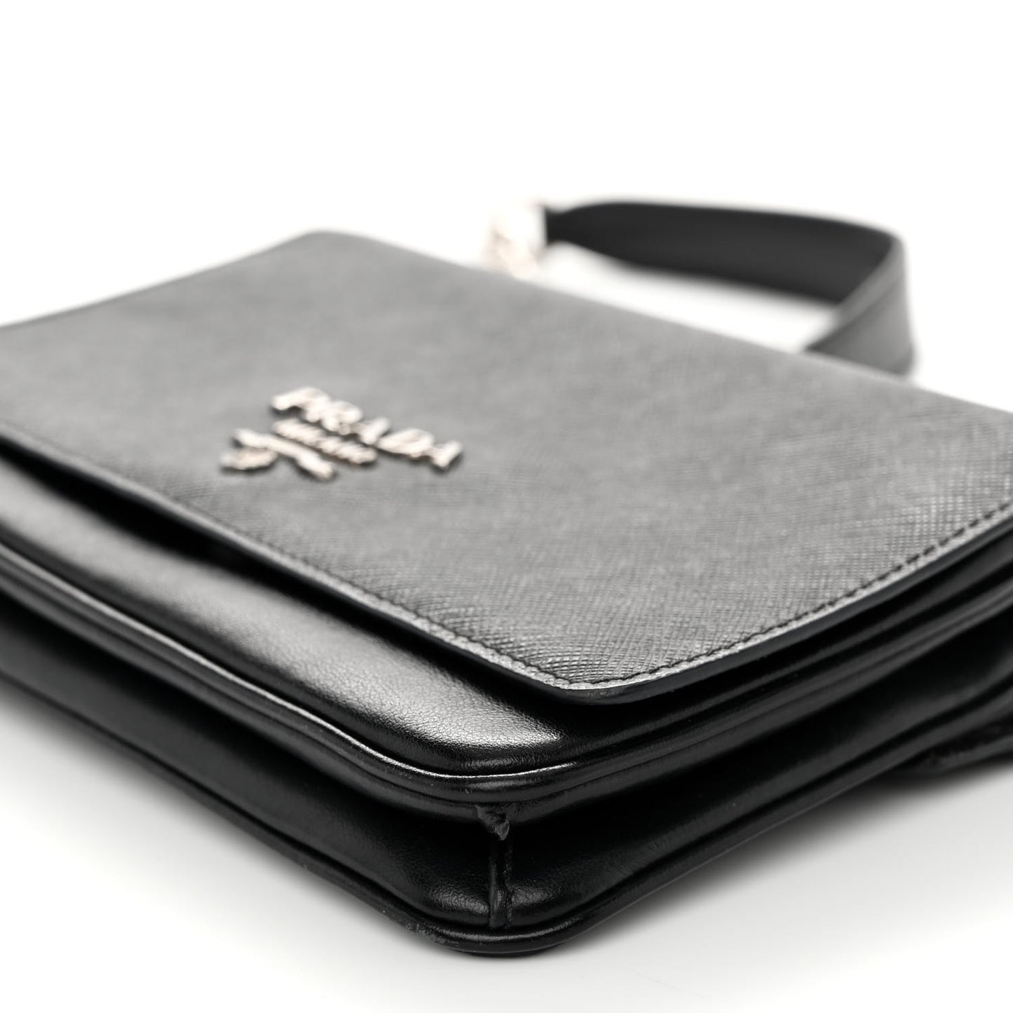 Saffiano Chain Shoulder Bag Black