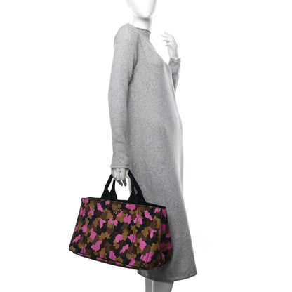 Prada Canapa Camouflage Tote  Pink Brown 2 of 14