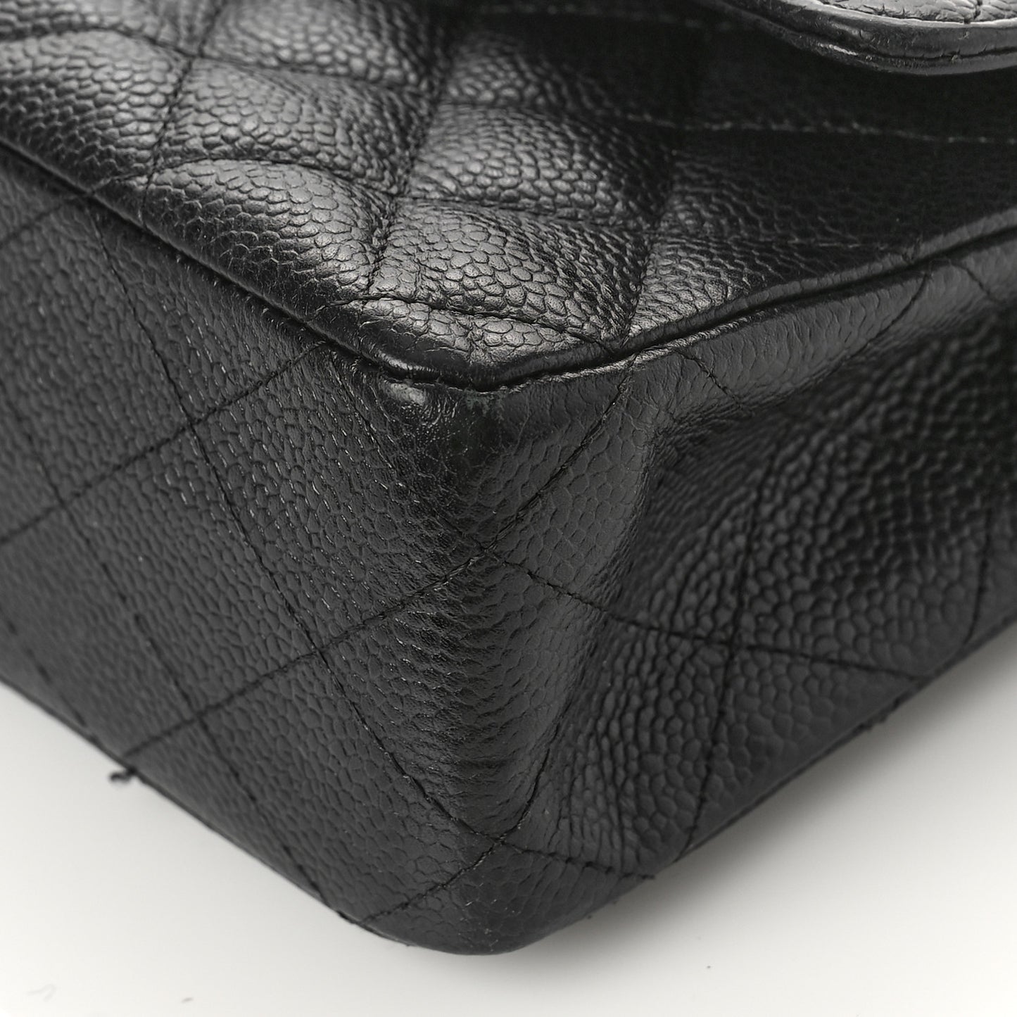 Caviar Quilted Medium Double Flap Black