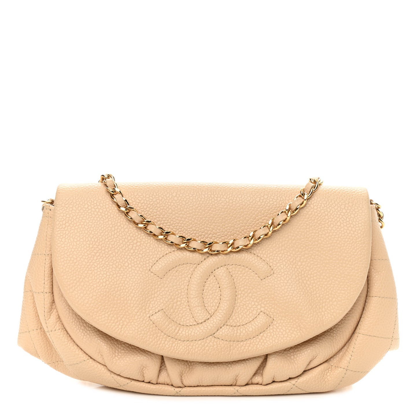 Caviar Half Moon Wallet On Chain WOC Beige