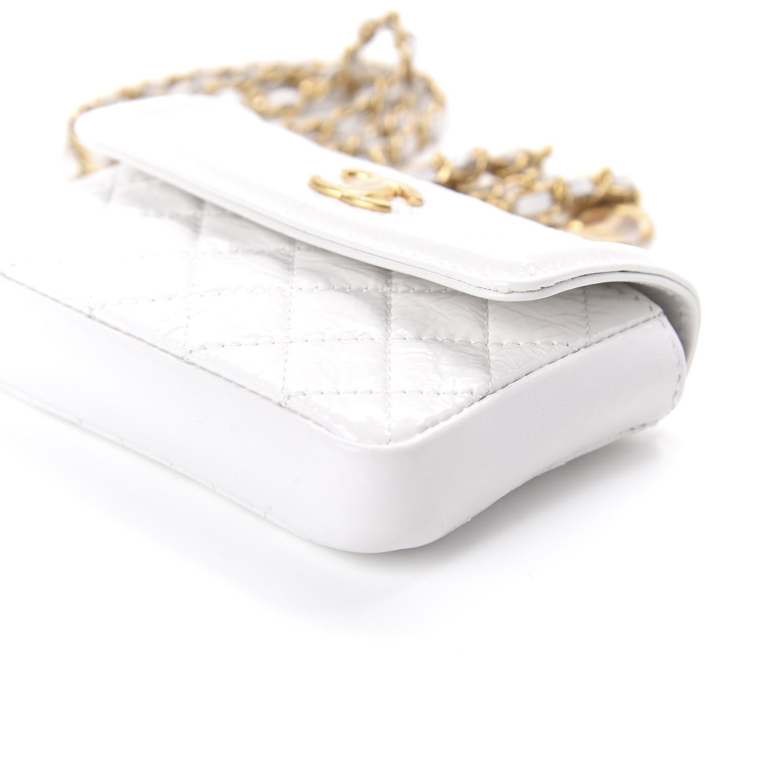 Chanel Shiny Aged Calfskin Quilted Waist Belt Bag White 7 of 11