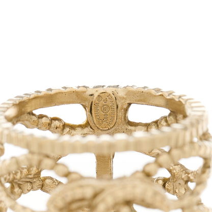 Chanel Metal CC Wide Ring 51 5.75 Gold 4 of 4