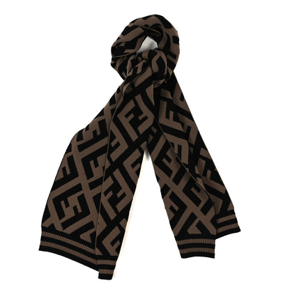 Fendi Wool FF Scarf Brown Black 1 of 3
