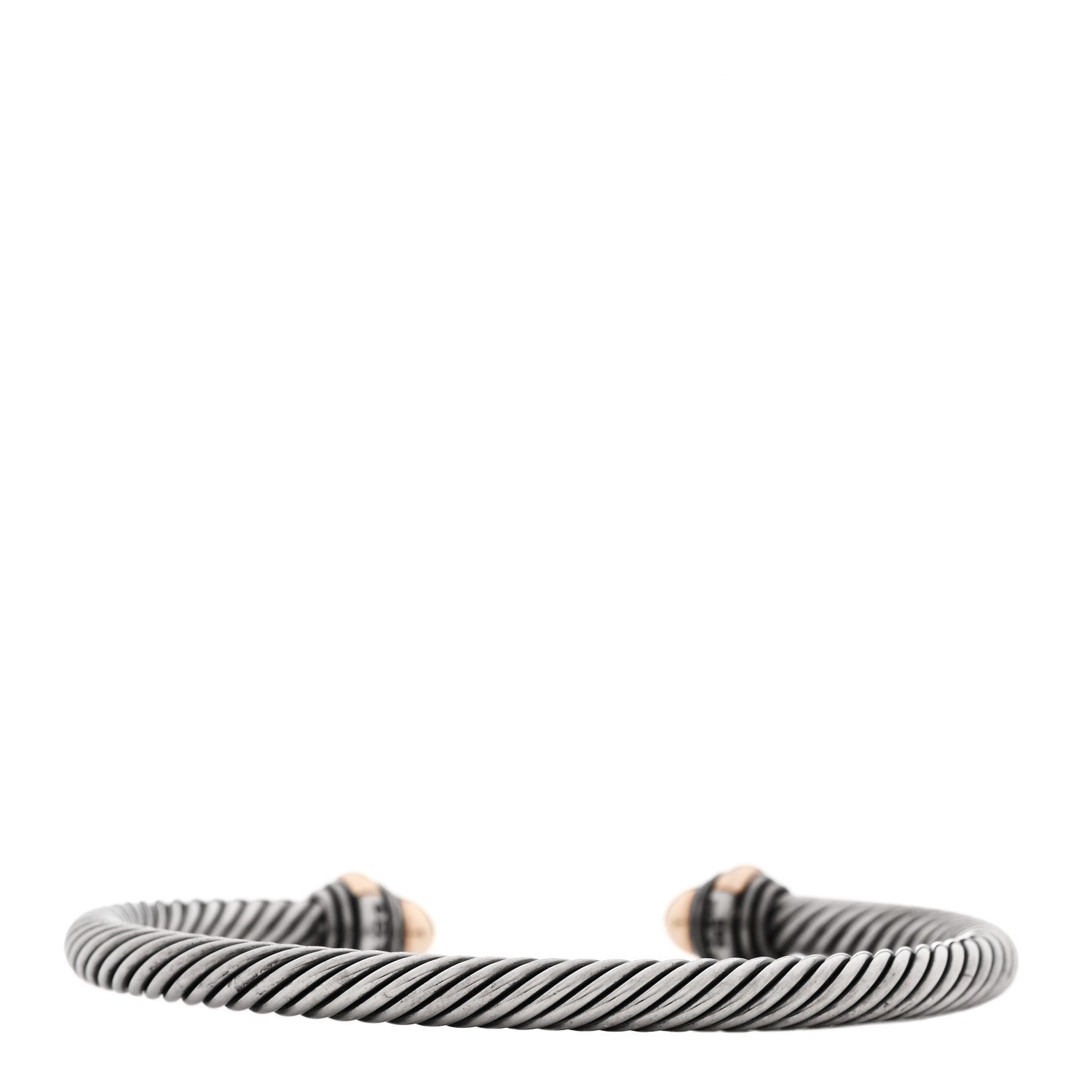 David Yurman Sterling Silver 14K Yellow Gold 5mm Cable Classics Dome Bracelet 2 of 4