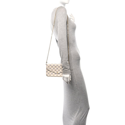 Louis Vuitton Damier Azur Pochette Felicie Chain Wallet Rose Ballerine 2 of 10