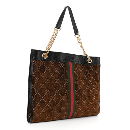 Gucci Velvet GG Monogram Large Rajah Chain Tote Brown 4 of 11