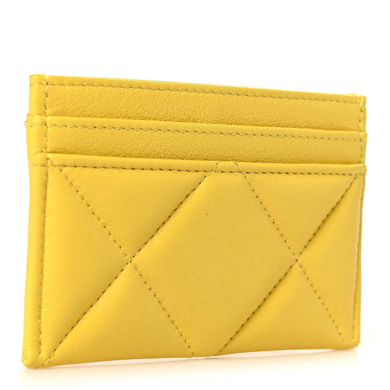 Chanel Lambskin Quilted Chanel 19 Card Holder Jaune 3 of 8