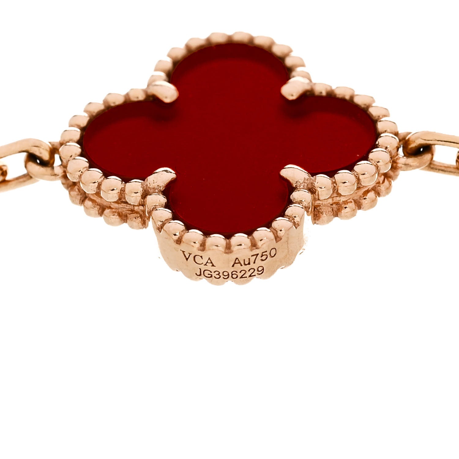 Van Cleef & Arpels 18K Rose Gold Carnelian 5 Motifs Guilloche Vintage Alhambra Bracelet 4 of 5