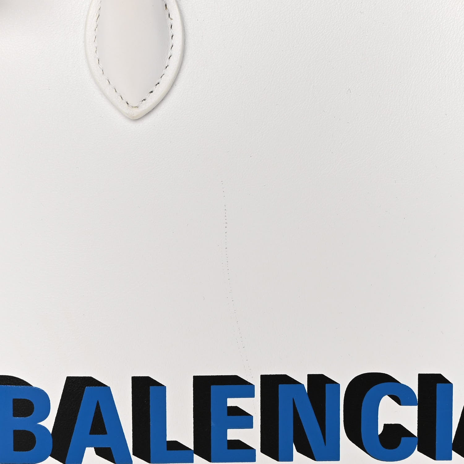 Balenciaga Smooth Calfskin 3D Logo S Ville Top Handle Bag White Screen Blue Black 18 of 20
