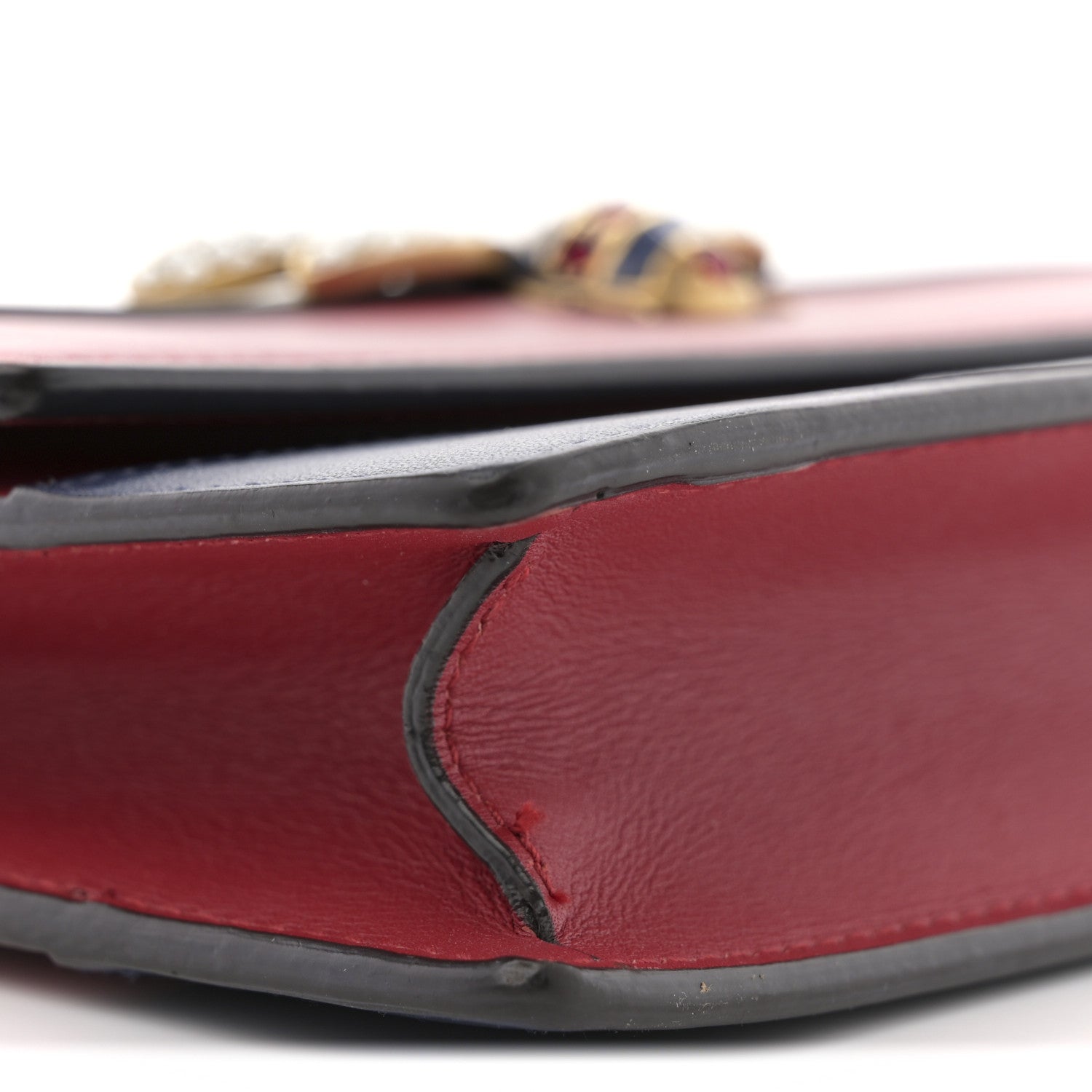 Gucci Calfskin Queen Margaret Chain Wallet Blue Agata Hibiscus Red Mystic White 8 of 10