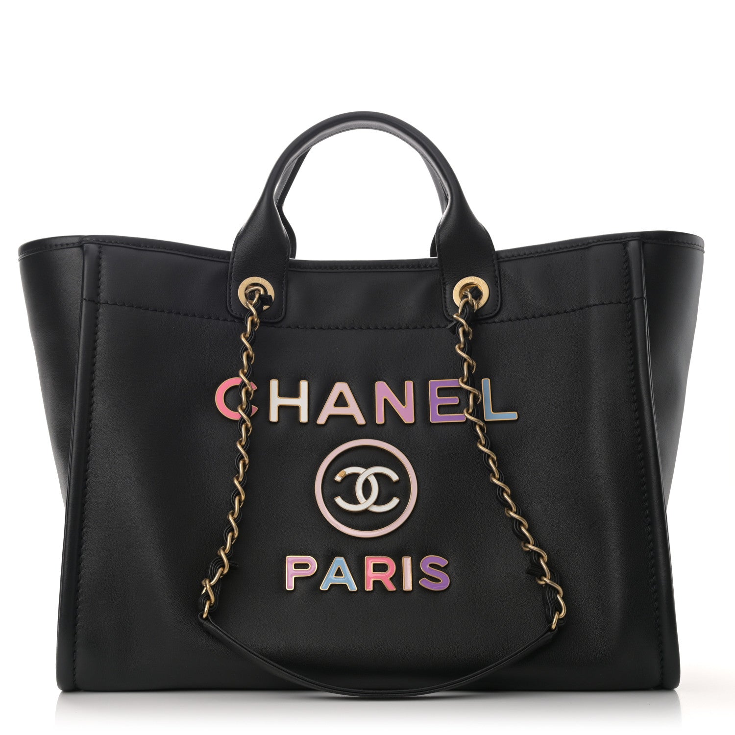 Chanel Calfskin Medium Deauville Tote Black Multicolor 3 of 12