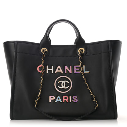 Chanel Calfskin Medium Deauville Tote Black Multicolor 3 of 12