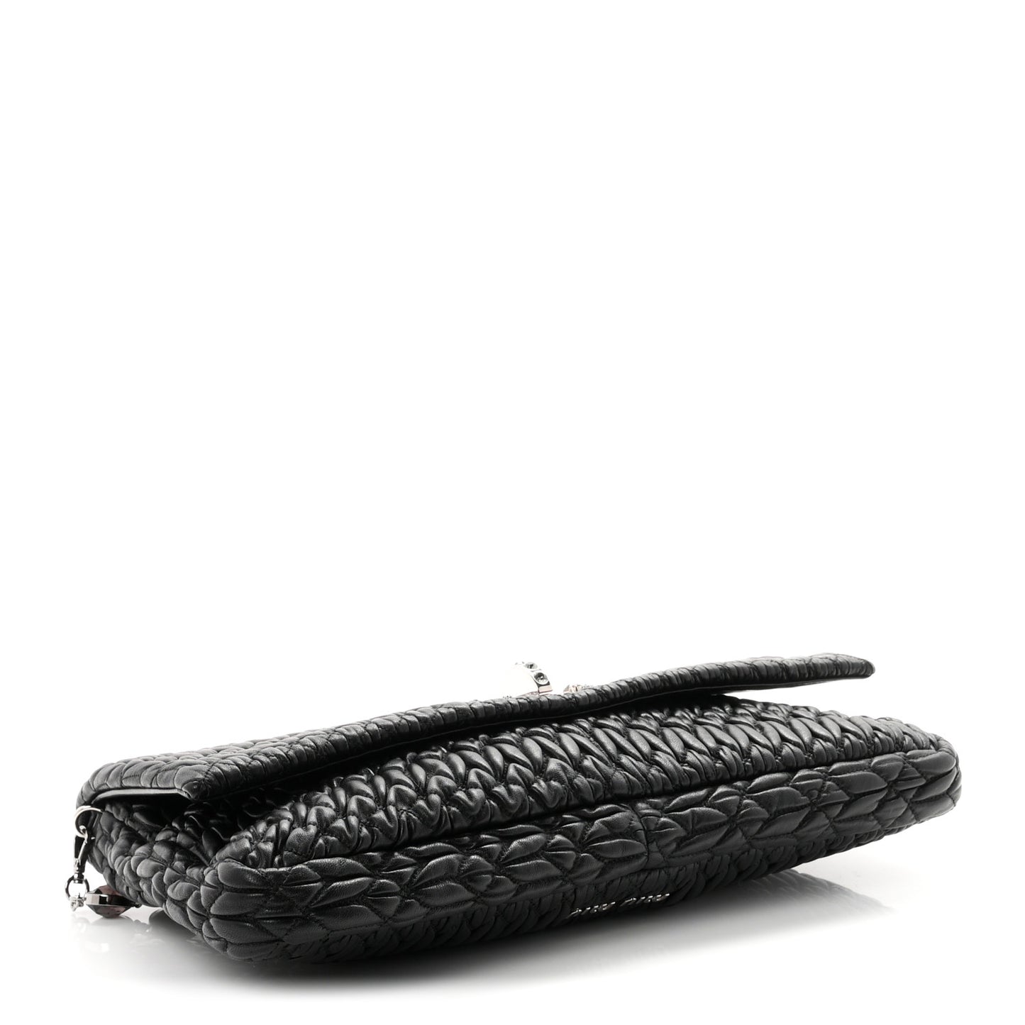 Nappa Matelasse Crystal Flap Clutch Black