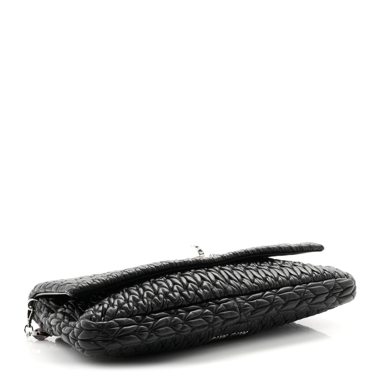 Miu Miu Nappa Matelasse Crystal Flap Clutch Black 4 of 11