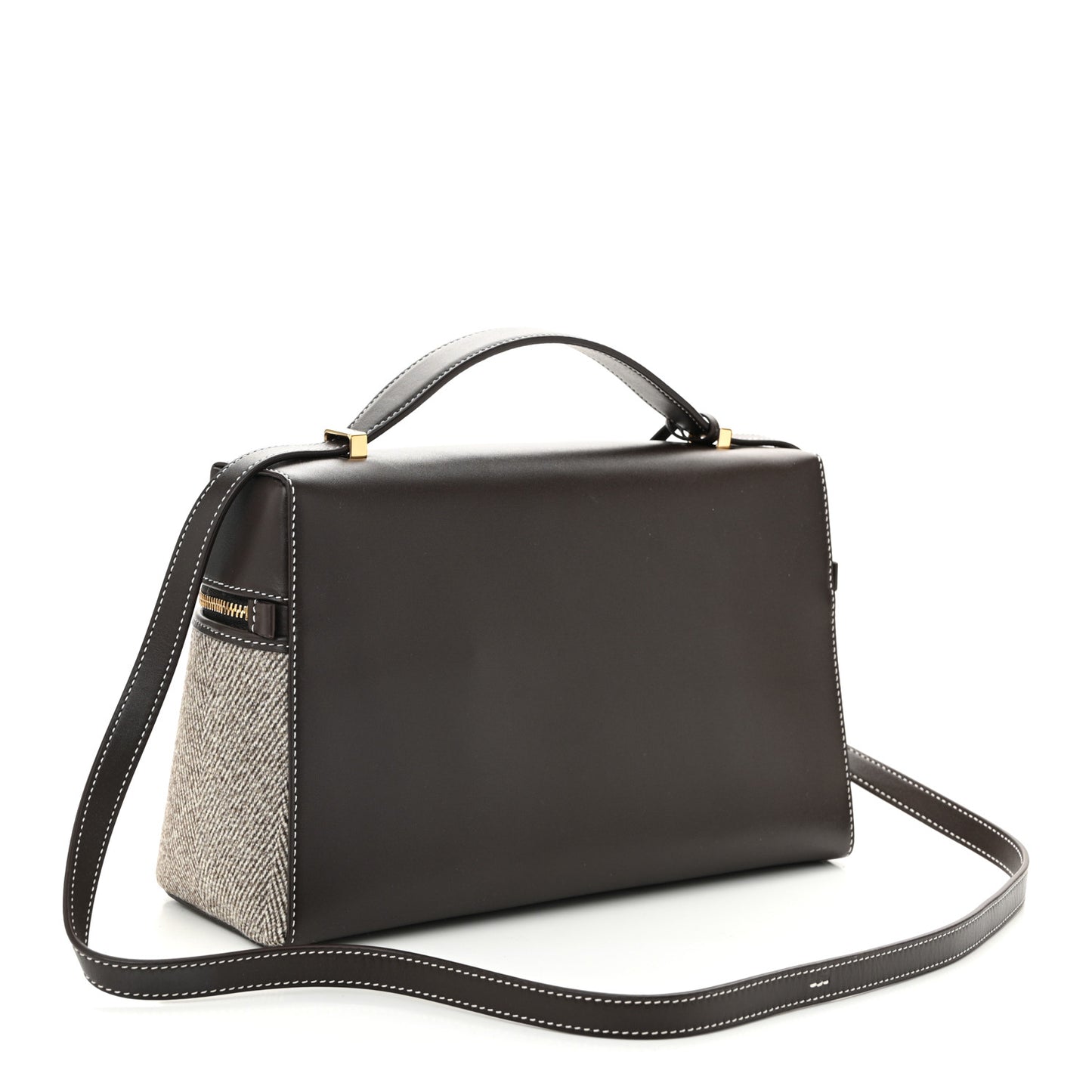 Calfskin Merino Wool Extra Bag L27 Natural Brown Dark Chocolate Licorice Sun Gold
