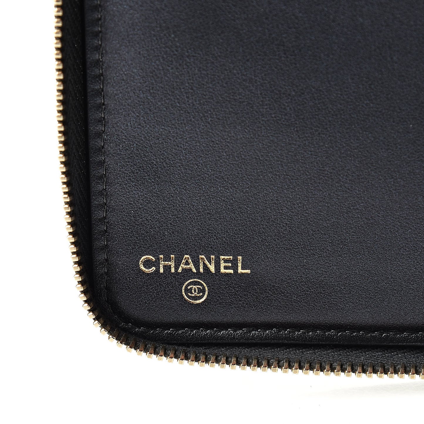 Iridescent Caviar Quilted Large Zip Around Organizer Wallet Black