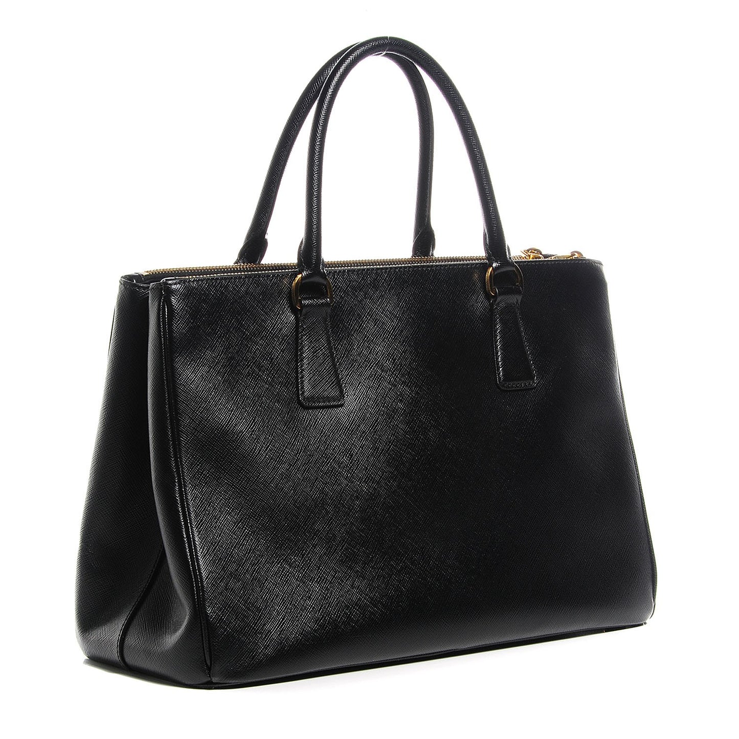 Saffiano Lux Medium Double Zip Tote Nero Black
