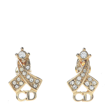 Christian Dior Crystal CD Earrings Gold 1 of 4