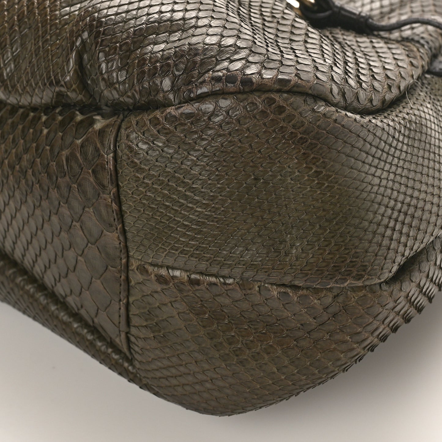 Snakeskin Saharienne Shoulder Bag Green