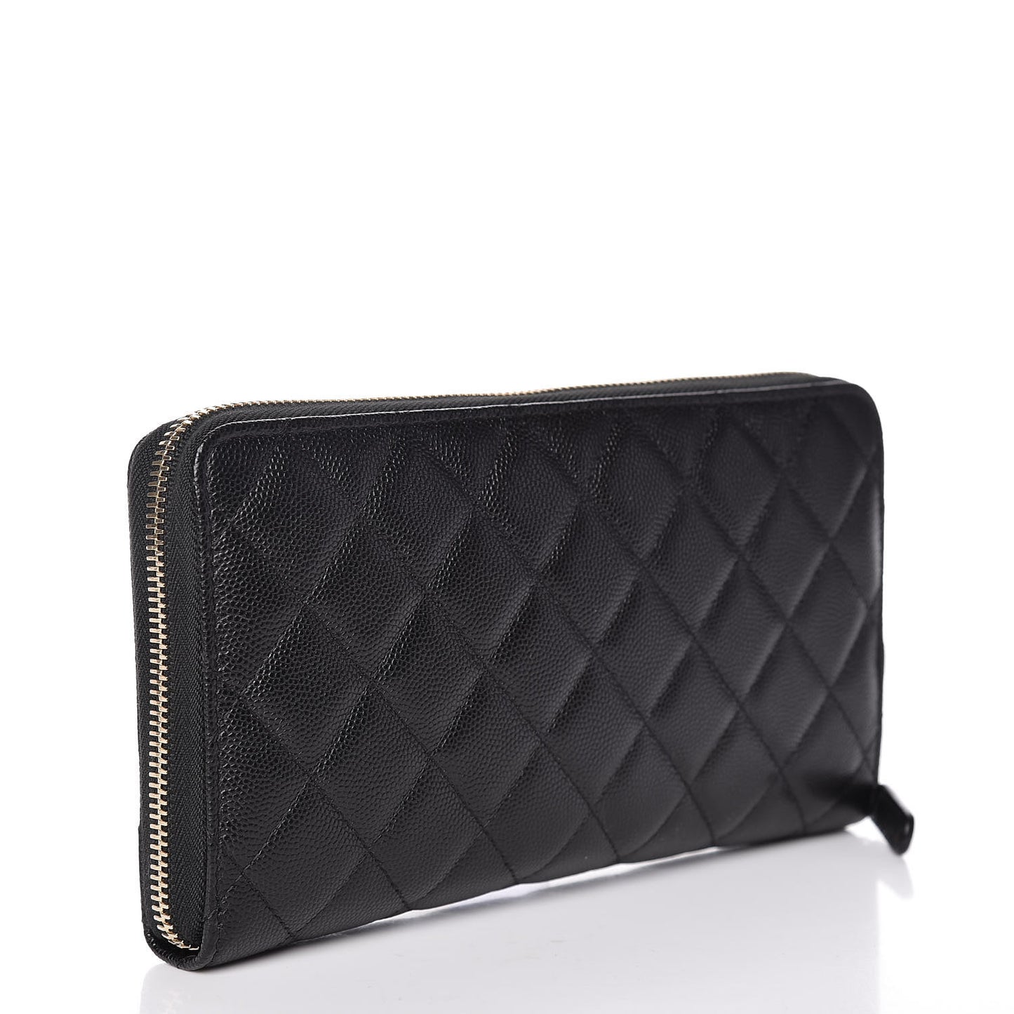Caviar Quilted Large Zip Around Organizer Wallet Black