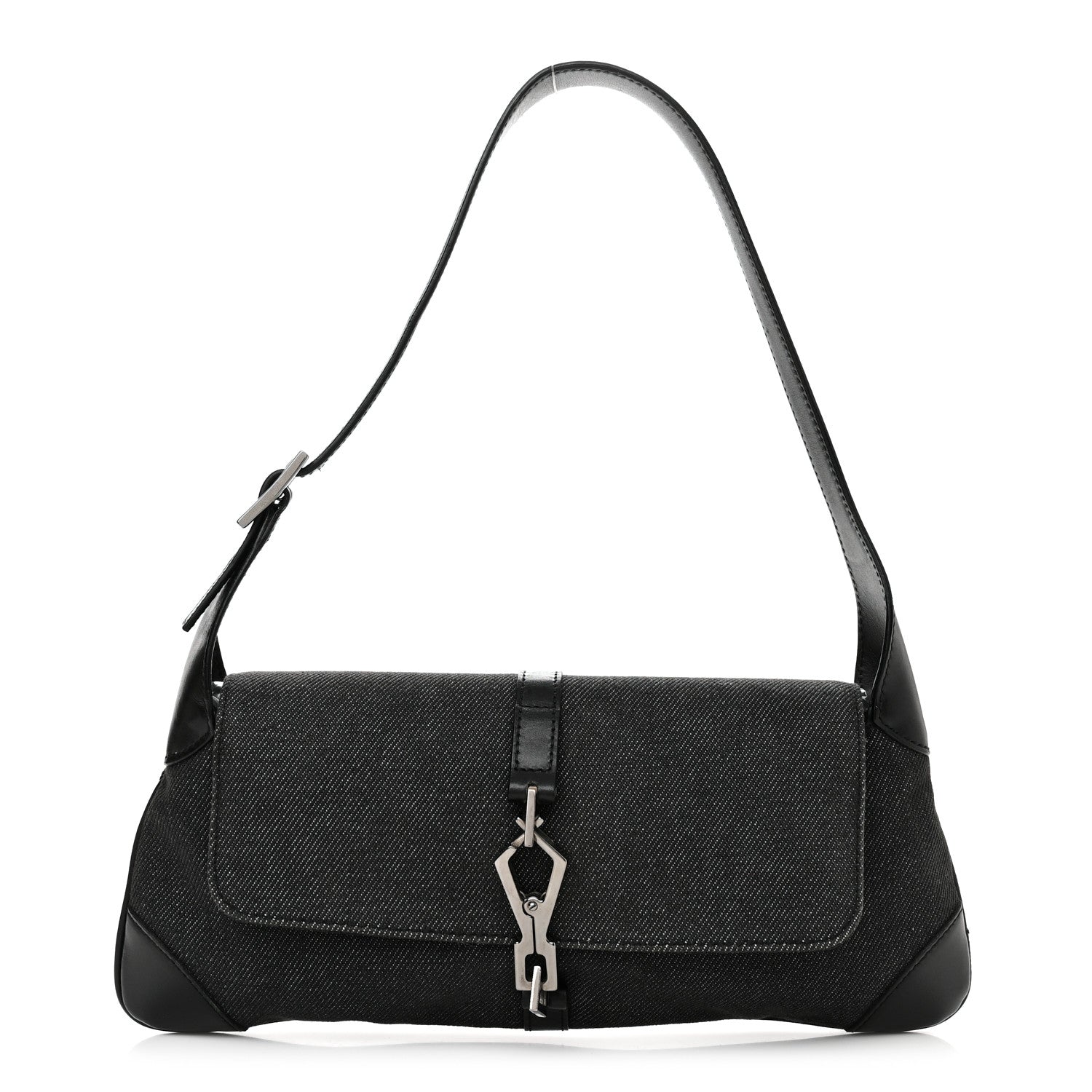 Gucci Denim Calfskin Small Jackie O Hobo Black 1 of 11